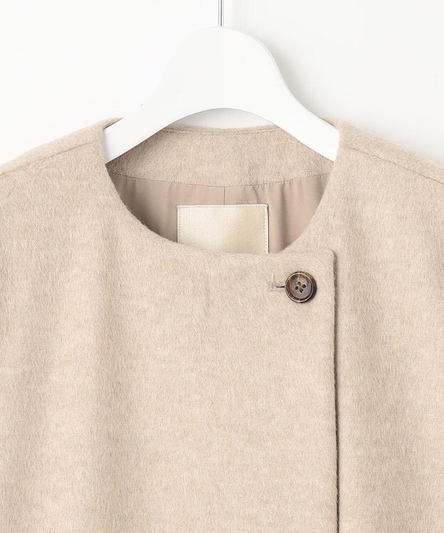 自由区 【WEB限定】ブラッシュドビーバー ショート丈ノーカラーコート ベージュ系