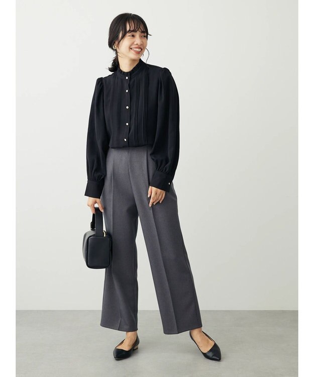 Green Parks ・ＥＬＥＮＣＡＲＥ　ＤＵＥ　イロイロ釦ピンタックブラウス Black