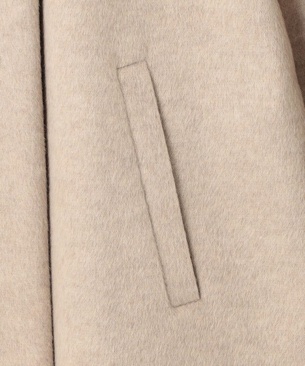 自由区 【WEB限定】ブラッシュドビーバー ショート丈ノーカラーコート ベージュ系