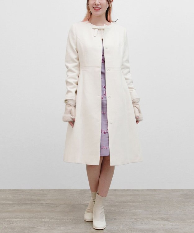 TOCCA 【WEB限定カラー有り】【消臭】MILKY PUFF リボンウールコート アイボリー系