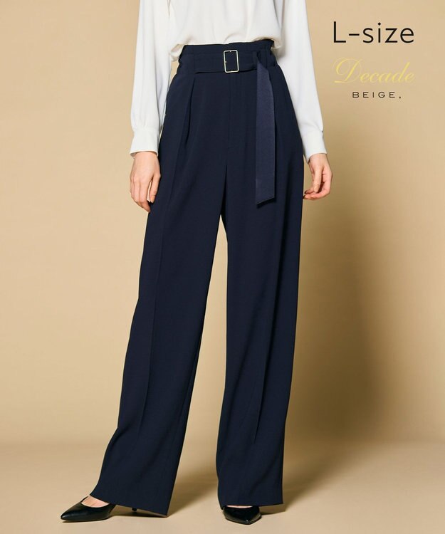 BEIGE， 【洗える・L-size】CINDY / ワイドパンツ Navy