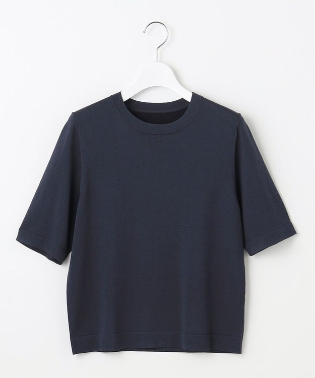 自由区 【アンサンブル対応】アセテートコットンプルオーバー ニット ネイビー