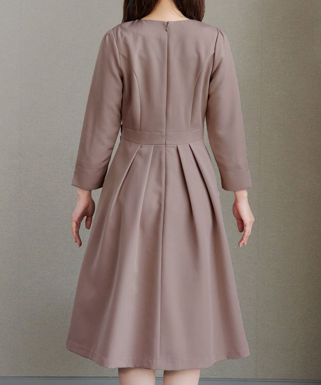 Tiaclasse L 【セレモニー・新色追加】アシメリボンベルトフレアワンピース モカ