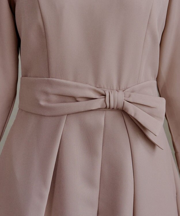 Tiaclasse L 【セレモニー・新色追加】アシメリボンベルトフレアワンピース モカ