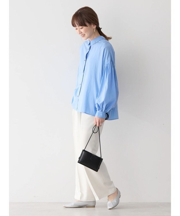 AMERICAN HOLIC ＵＶカット／接触冷感ギャザースリーブブラウス　 Sax