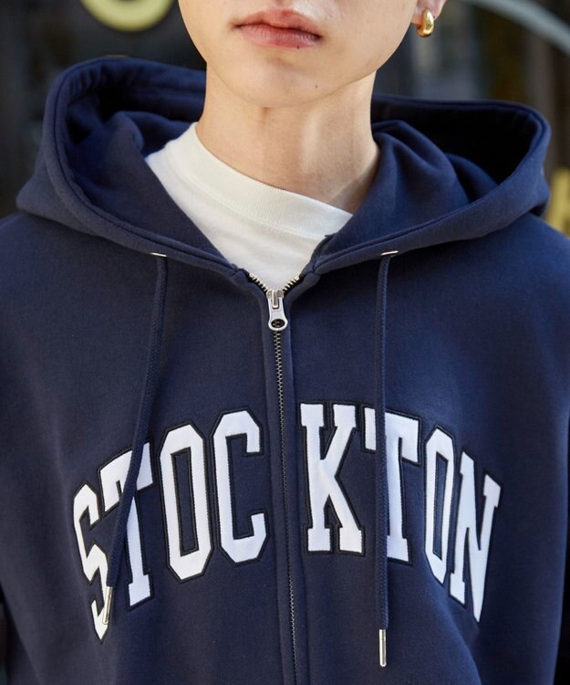 WEGO 【ユニセックス着用ITEM】ワッペンロゴZIPパーカー ネイビー