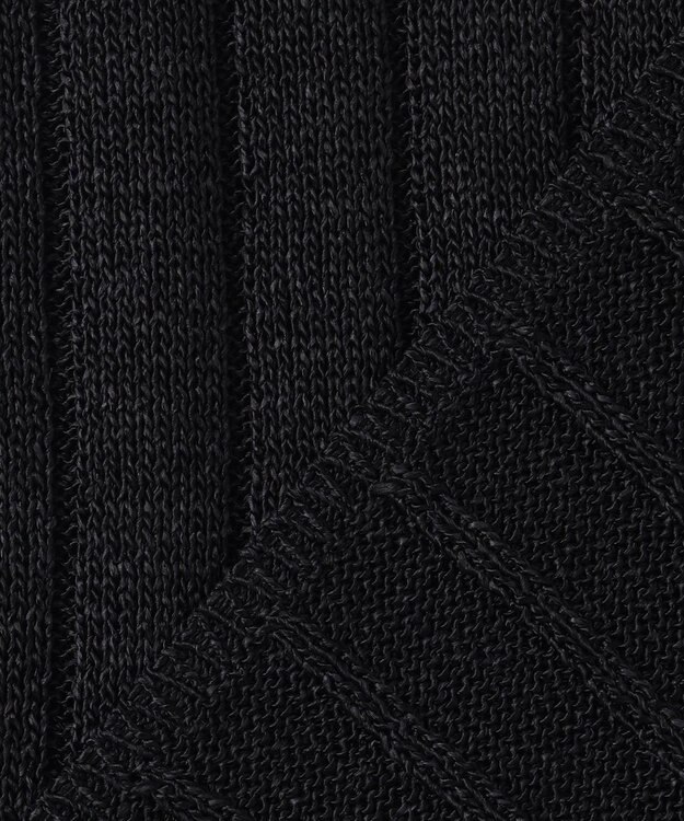 BEIGE， OPTICAL /  ペーパーヤーン Vネックリブニット Black