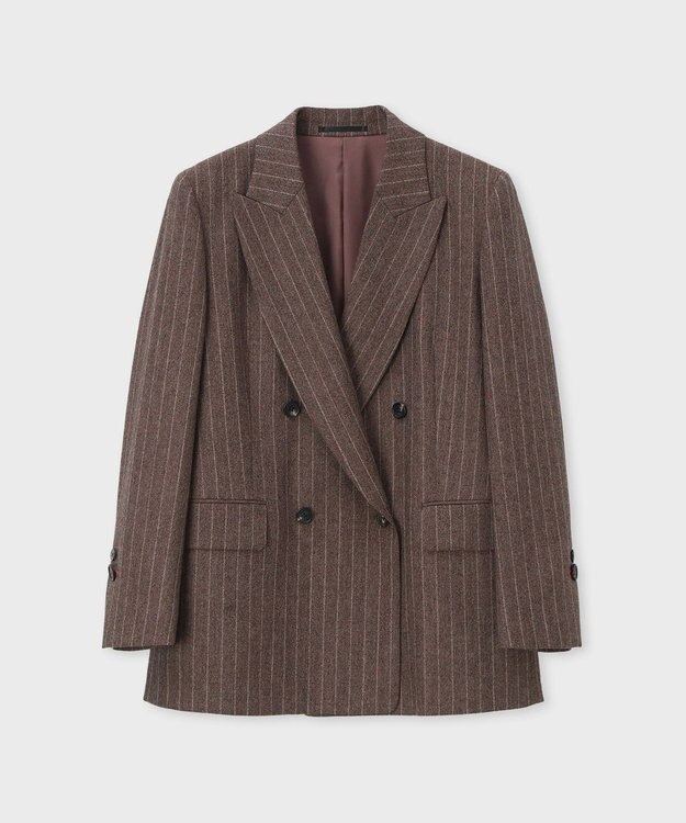 Paul Smith ストライプ ウール ダブルジャケット ブラウン