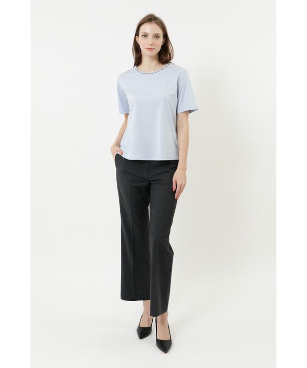 DAKS クールローレル丸首カットソー ライトブルー