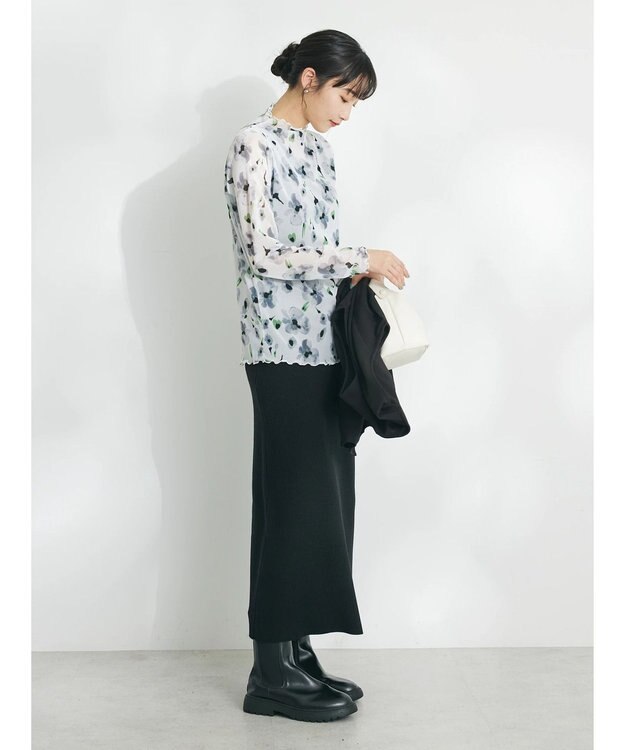 CRAFT STANDARD BOUTIQUE プリント柄スタンドネックプルオーバー Off White