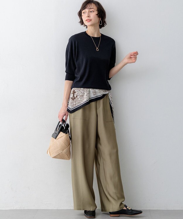 23区 【見上愛さん着用】キュプラコットン プルオーバー ニット ネイビー系