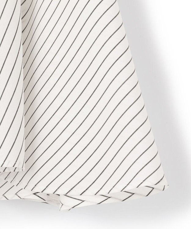 ICB L 【洗える】 リヨセルローン ペプラムブラウス オフホワイト×ブラック系