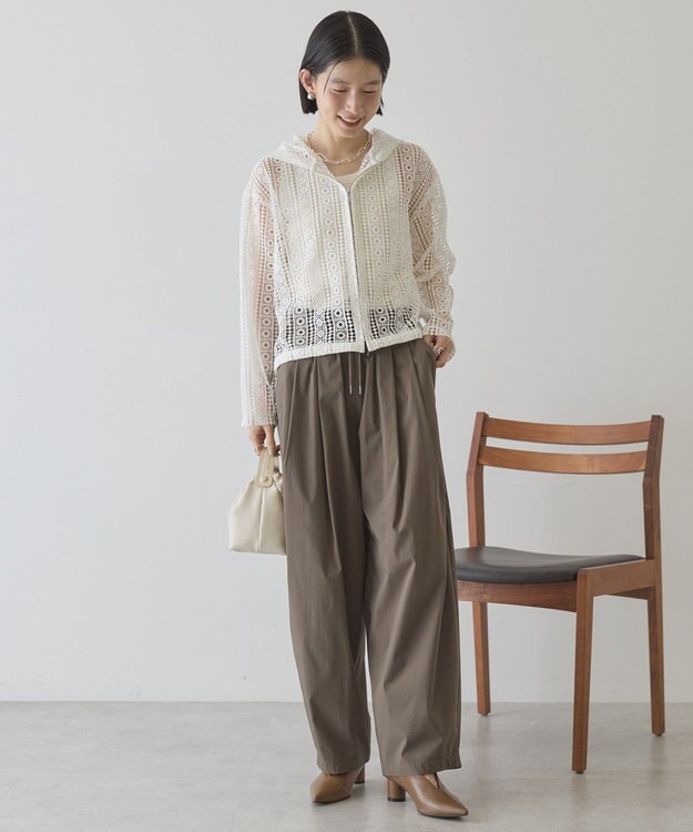 AMERICAN HOLIC 【先行予約】幾何学レースフードシャツ Off White