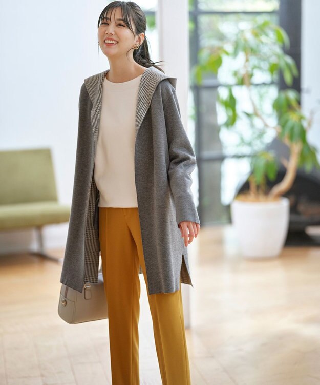 ANY SIS 【2WAY】リバーシブルフーディ アウター グレー×チェック