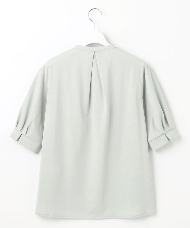 J.PRESS LADIES L 【吸水速乾】プレーティングジャージー バンドカラー カットソー ライトグリーン系