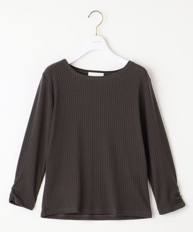 ANY SIS 【美人百花10月号掲載】カットソー×プリーツコンビ ジャンドレ ライトベージュ×チャコール