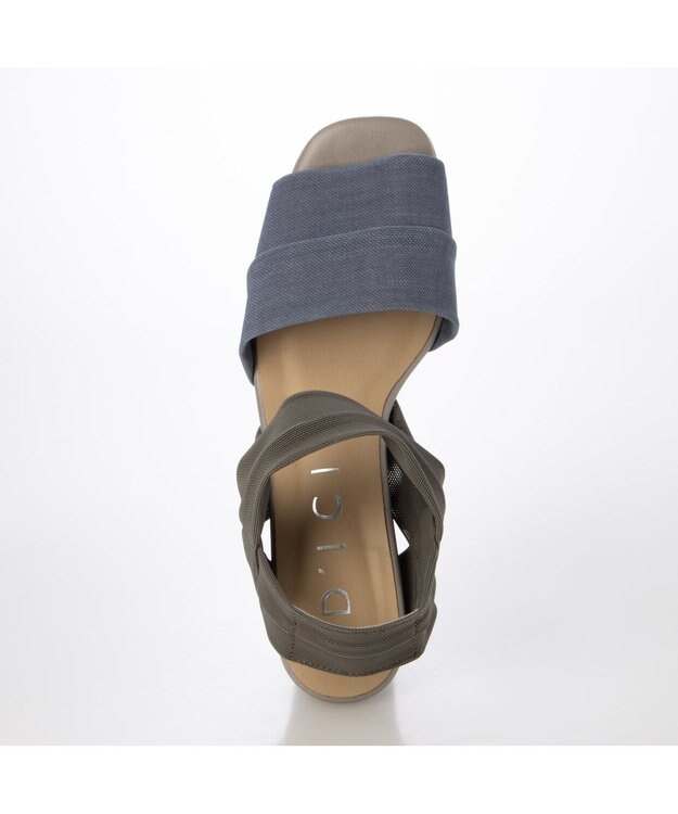 MODE ET JACOMO <D'ICI>アンクルストラップストレッチサンダル ブルーコンビ