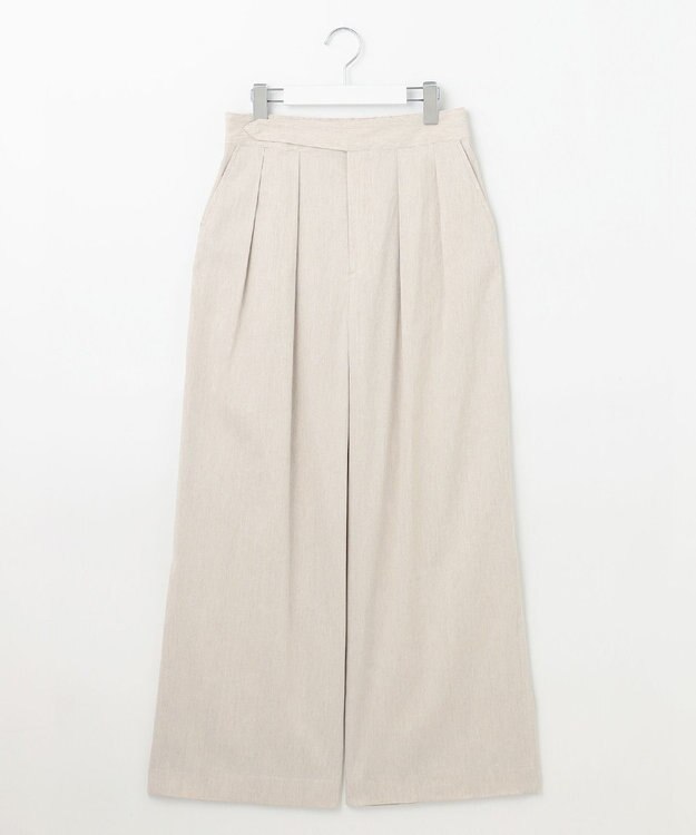 自由区 【セットアップ対応・洗える】リネンビスコースストレッチワイド パンツ フラックス