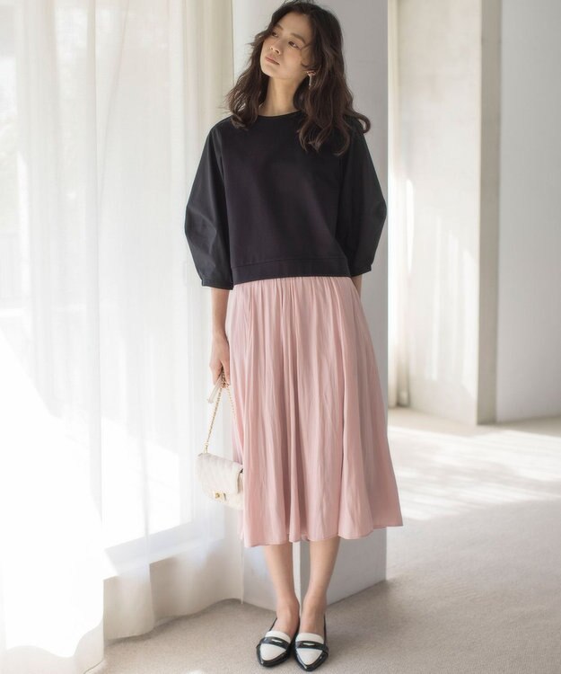 組曲 S 【WEB限定】ギャザーライトデシン スカート ピンク系