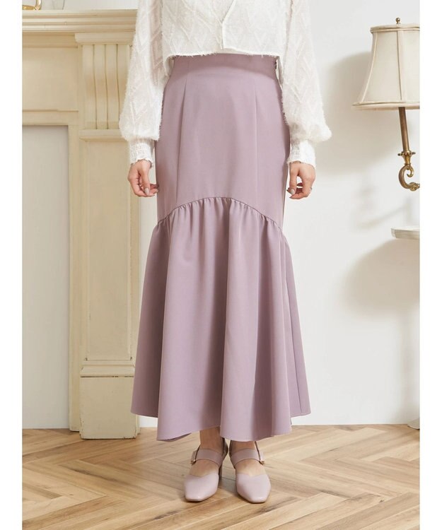 earth music&ecology ギャザー切替マーメイドスカート Grayish Pink