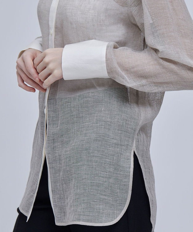 BEIGE， MATHIEU / バンドカラーシャツ Flax