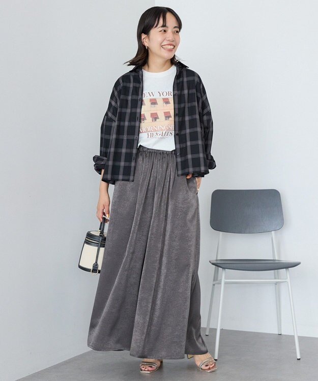 AMERICAN HOLIC 【選べる丈2サイズ】マットサテンスカーチョ Charcoal Gray