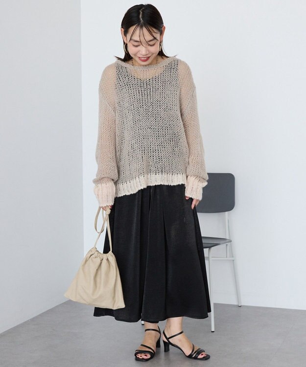 AMERICAN HOLIC 【選べる丈2サイズ】マットサテンスカーチョ Black