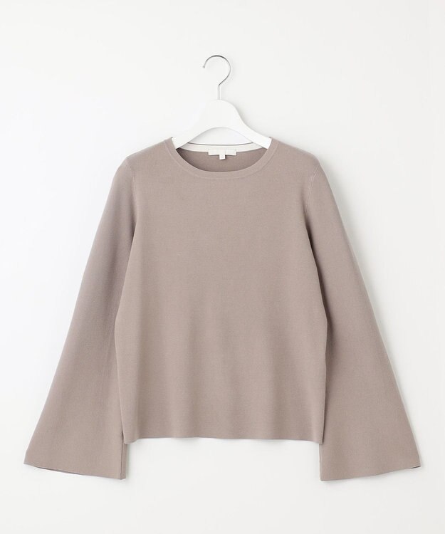 自由区 【セットアップ対応・洗える】レーヨンストレッチフレアスリーブ ニット Lモーブ系