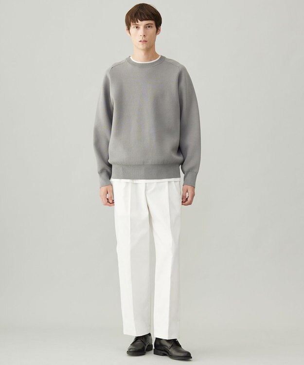 UNFILO MENS 【新色追加】スウェットライク クルーニット [24年秋冬商品] ライトグレー