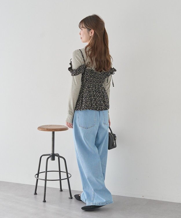 earth music&ecology フラワーペプラムビスチェ Black