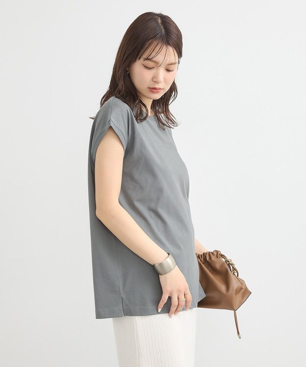 earth music&ecology 【接触冷感/洗濯機可】Ｑｕａｌｉｔｅ　Ｄｅ　ＶｉｅフレンチＴ Charcoal Gray