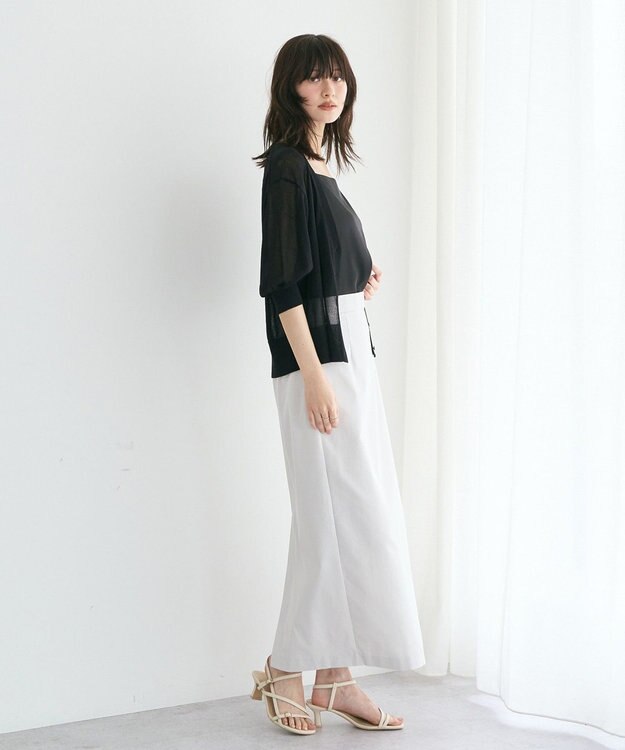 YECCA VECCA シアーニットVネックカーディガン Black