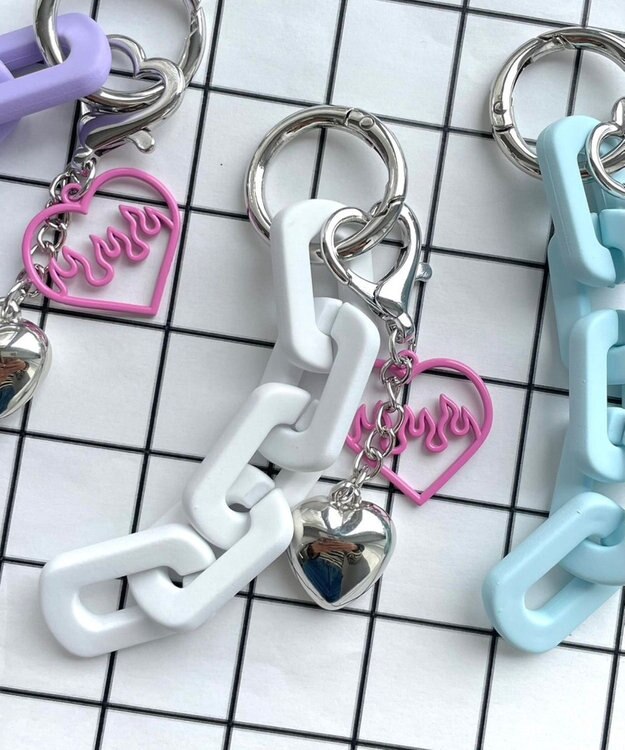 WEGO ハートチェーンキーホルダー ホワイト