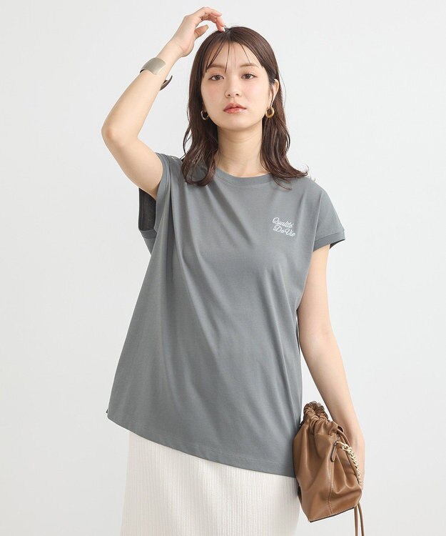 earth music&ecology 【接触冷感/洗濯機可】Ｑｕａｌｉｔｅ　Ｄｅ　ＶｉｅフレンチＴ Charcoal Gray
