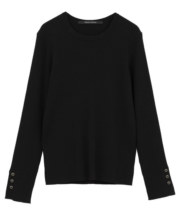 YECCA VECCA 袖釦クルーネックリブニット Light Blue