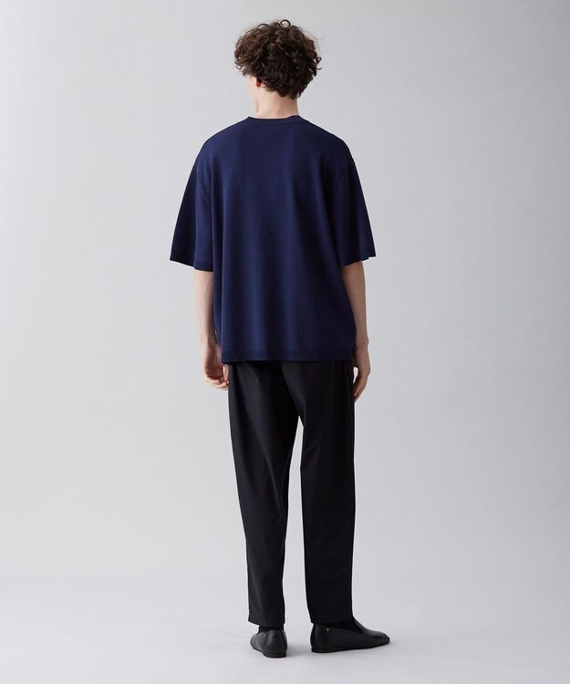 UNFILO MENS 【接触冷感】イージーケア ニット半袖Ｔシャツ [23年春夏商品] ネイビー