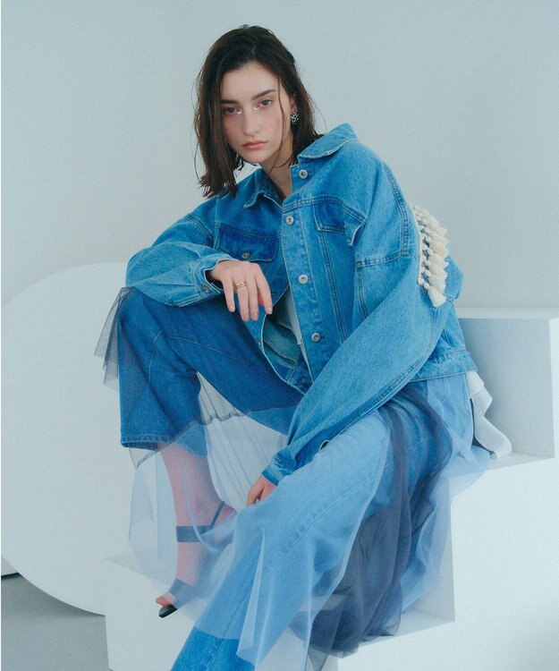 YECCA VECCA フリンジデニムジャケット Light Indigo