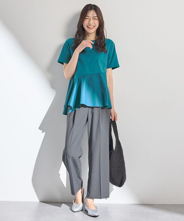 ANY L 【洗濯機可】コンビネーションイレヘムカットソー グリーン