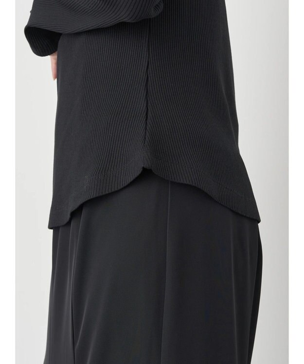 earth music&ecology パールヘンリーリブプルオーバー Black