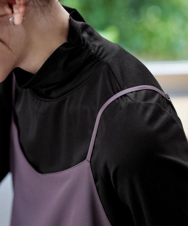 Tiaclasse 【安田美沙子さん着用・選べる4type】ハイネックカットソートップス 無地ブラック