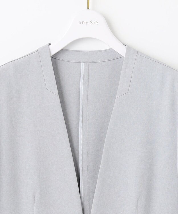 ANY SIS 【セットアップ可】リネンライクポリエステル ジャケット ブルーグレー