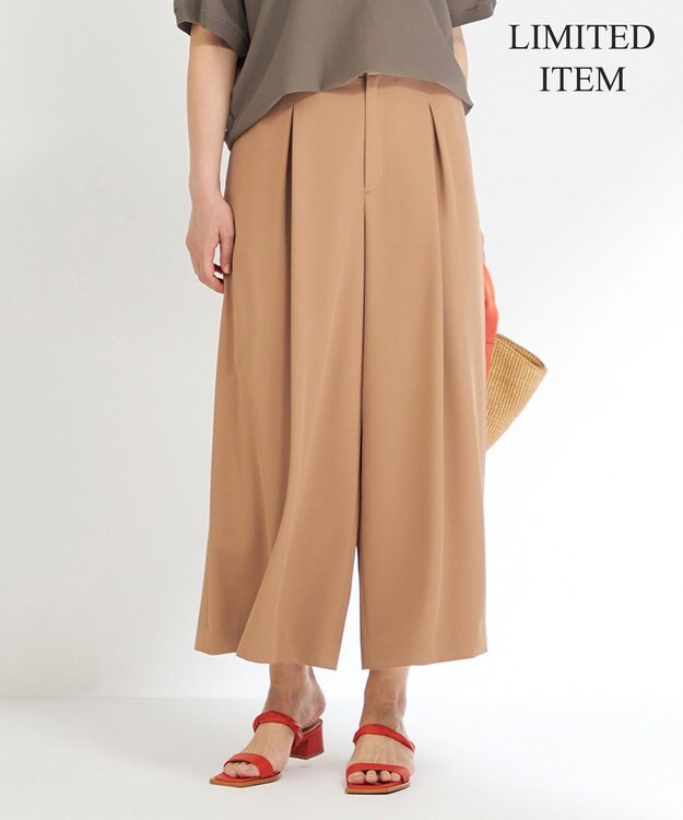 23区 L 【Lサイズ限定/洗える】ハイストレッチツイル パンツ キャメル系