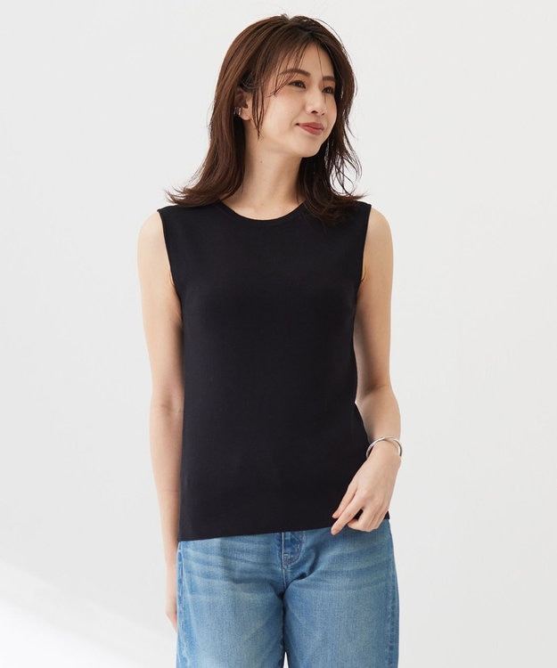 J.PRESS LADIES L 【洗える】ニット タンクトップ ブラック系