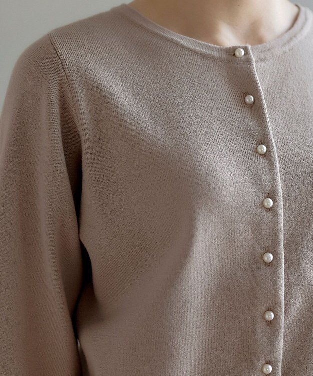 Tiaclasse 【洗える】パールボタンニットカーデ モカ