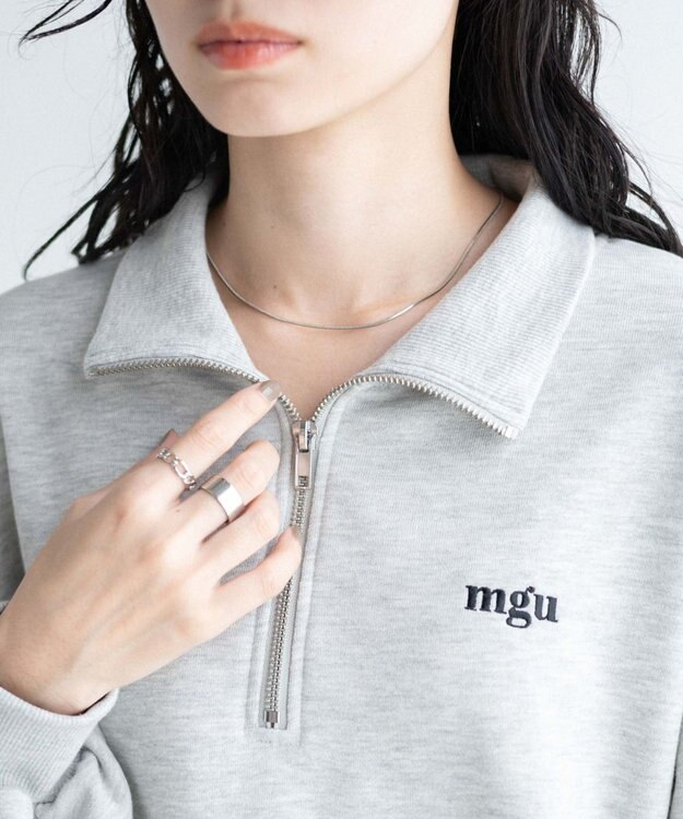 WEGO ハーフジップショートスウェット 杢グレー