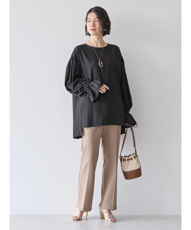 AMERICAN HOLIC 接触冷感キャンディースリーブサイドスリットブラウス Black