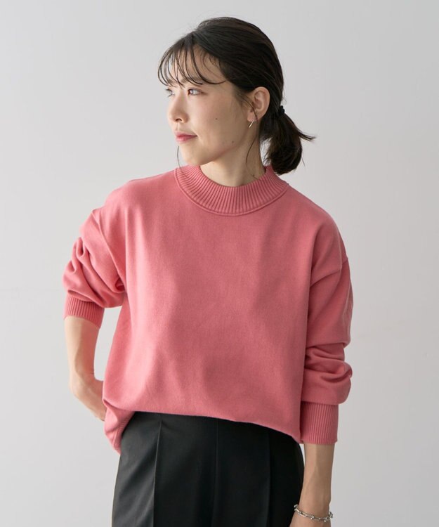 Green Parks もちやわモックネックニットプルオーバー Pink