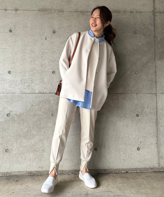 UNFILO 【洗える】スプリングコットンニット バックスリット エクリュ