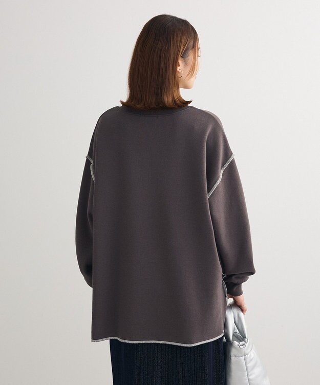 Green Parks 裏起毛配色ステッチロゴチュニック Dark Gray