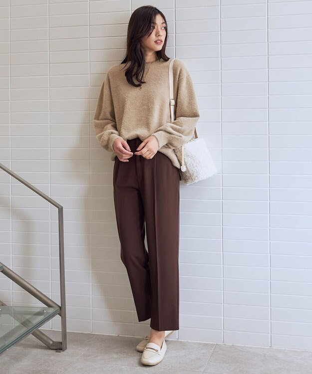 ANY L ショートシャギープルオーバーニット ベージュ